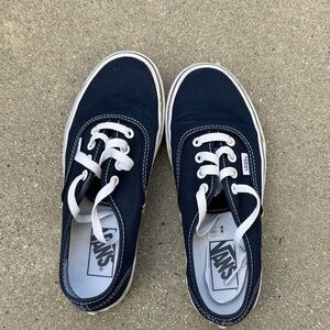 Vans Dark Blue Canvas Shoes with White Accents